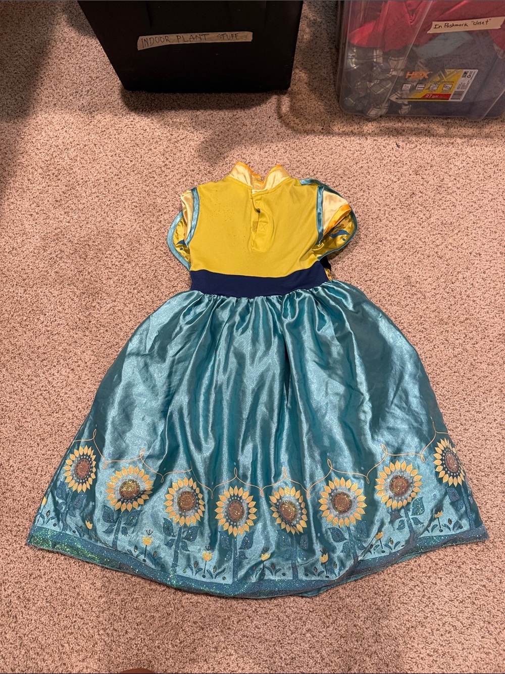 Frozen Disney Teal and Yellow Sunflower Princess Dress - Picture 2 of 5